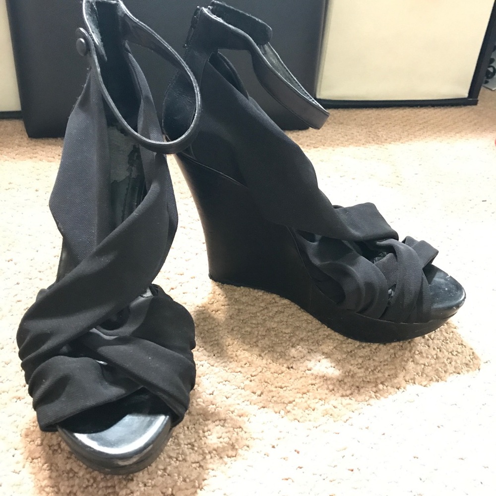 FINAL SALE: BCBG Black Wedges (Size 9)